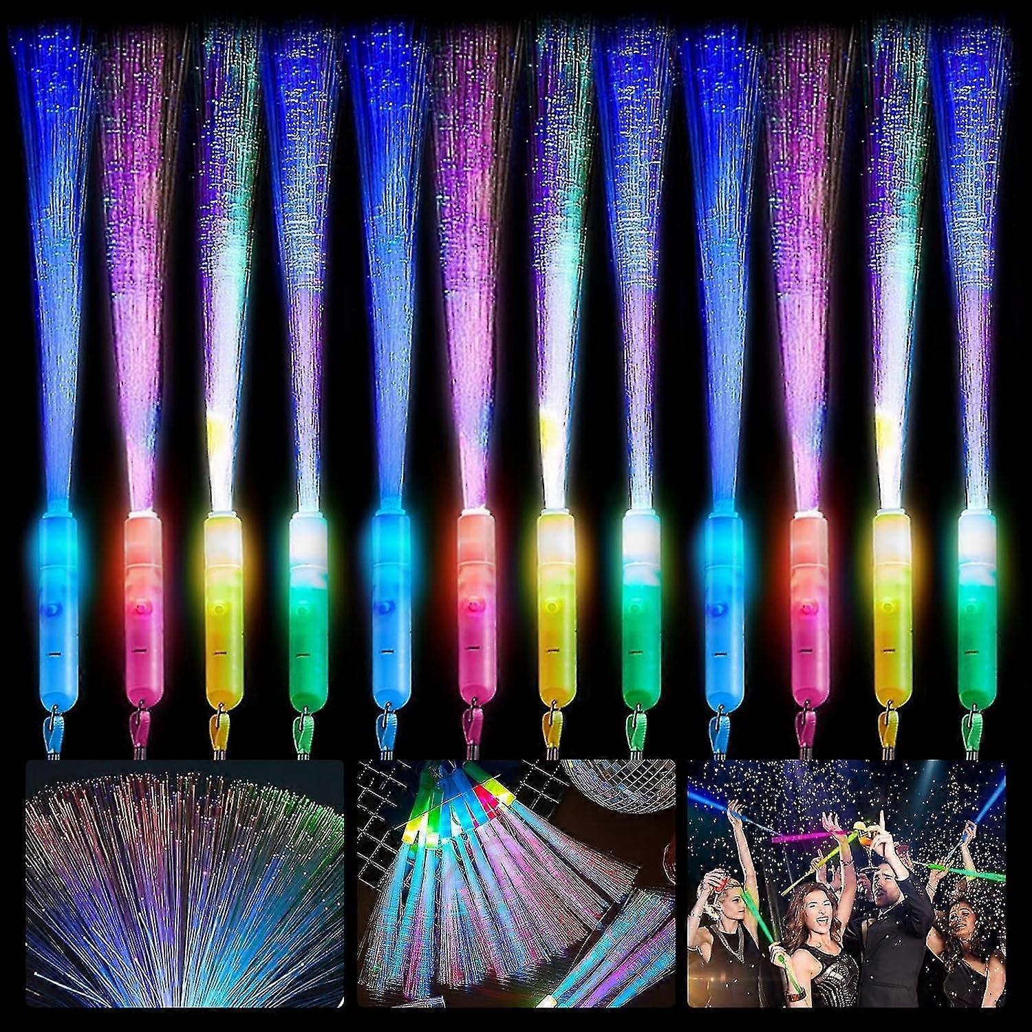 12pcs Led Glow Stick Fibre Optic Wands, Light Up Wand Bulk Flashing Sticks Included Batteries For Birthday Party Favors Wedding