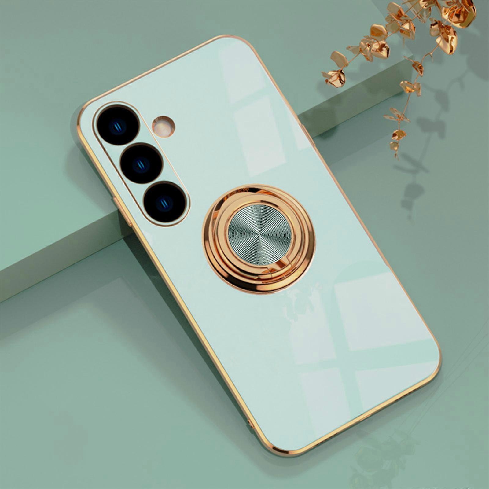 for Samsung Galaxy S24 Plus Case with Ring Holder, Support Magnetic Car Mount, TPU Electroplated Kickstand Protective Phone Cover