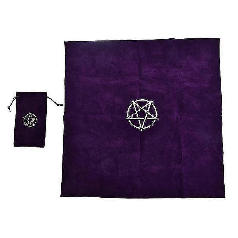 Toalha de mesa de tarô de pentagrama com saco de veludo altar de tarô pano pentáculos Mat_om