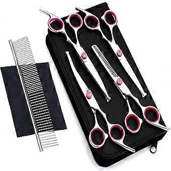 Hundepflegescheren-Set, professionelle Sicherheits-Effilierschere, Kamm, 7-teiliges Set
