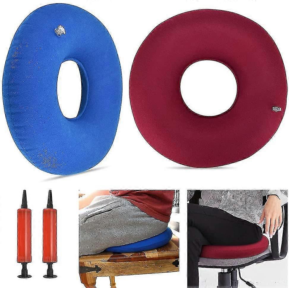 2 Pieces Inflatable Seat Cushion Inflatable Ring Cushion Donut Cushion With 2 P