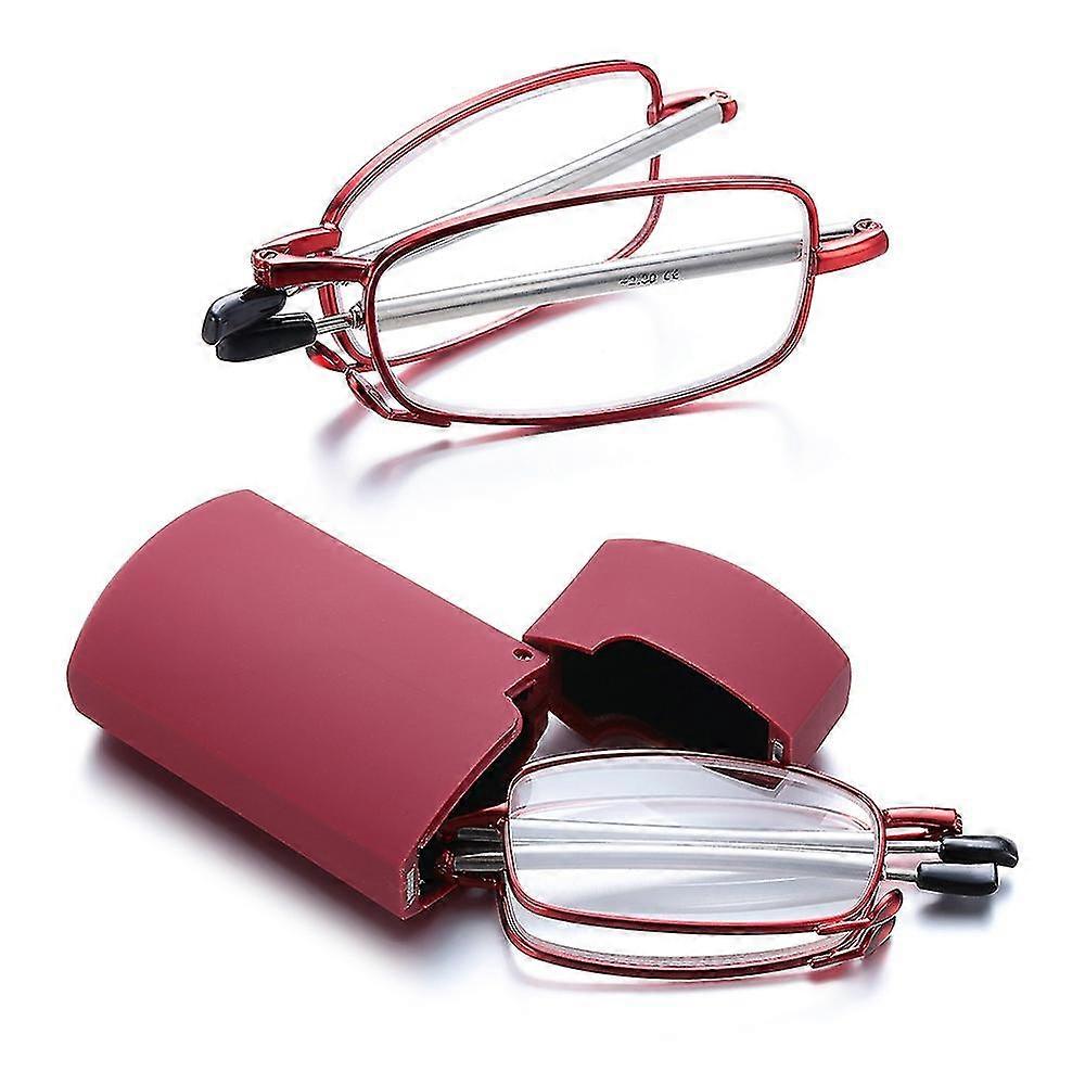 Lunettes de lecture pliables unisexes avec étui, branches télescopiques, rotation, pour presbytie, soins de la vue +1,0-4,0 - Lunettes de soleil de cyclisme