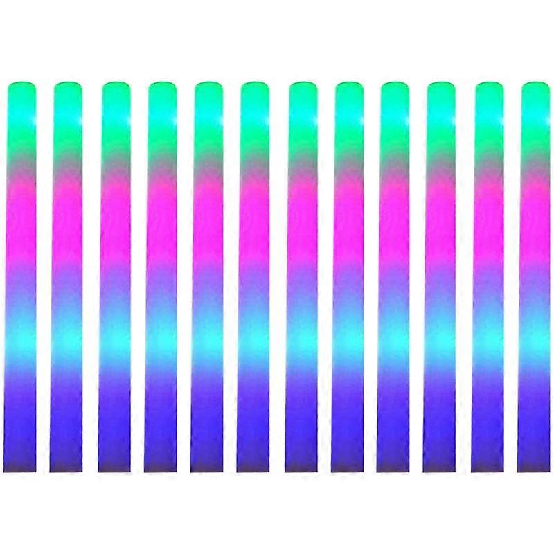 12Pcs Foam Sticks,LED Foam Sticks Glow Batons with 3 Modes Flashing Effect for Party, Concert and Event