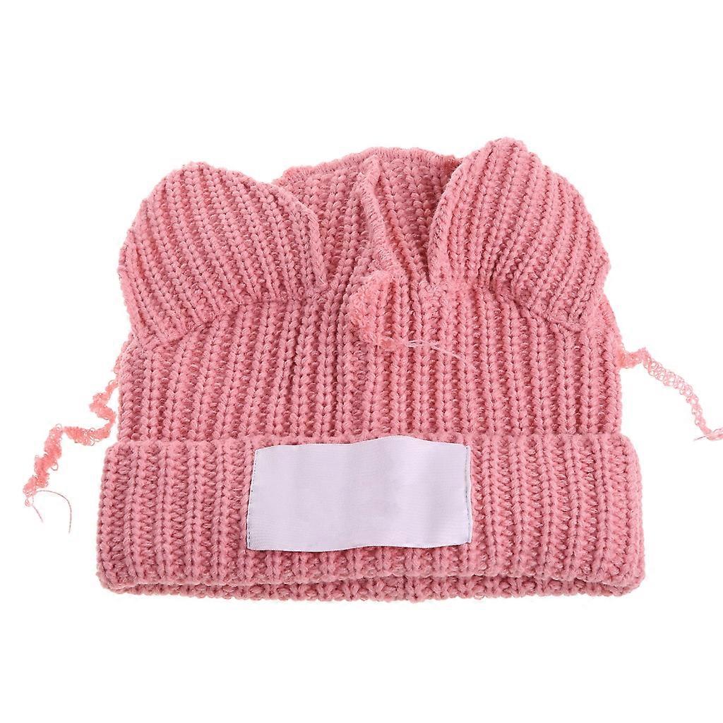 Cute for Cat Ear Knit Hat Letter Patch Wool Hat Earprotect Happy Selfie for Boy