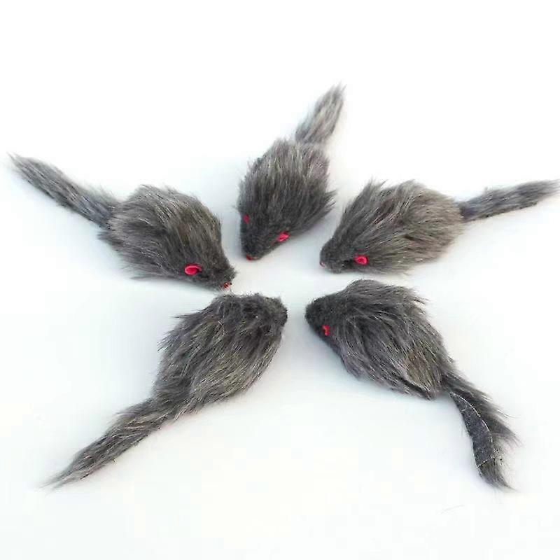 5PCS (Grey) Plush Imitation Mouse Gray Teasing Cat Toy for Self-hit Cat Toy, Play Mouse and Catnip Medium Breeds