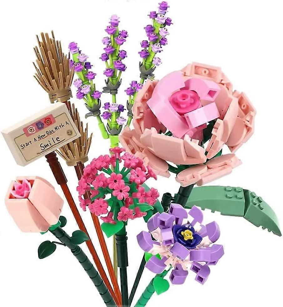 Rose flower bouquet for adults, Christmas mini artificial flower building kits, beautiful home decorative accessories, glue