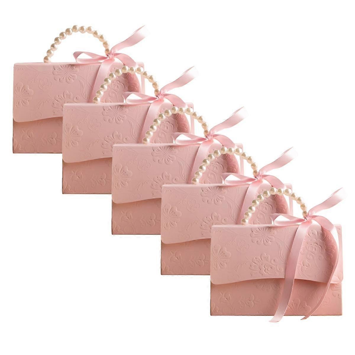 Stylish Embossed Gift Box with Satin Ribbon and Pearl Handle, Valentine'S Day Gift Box A