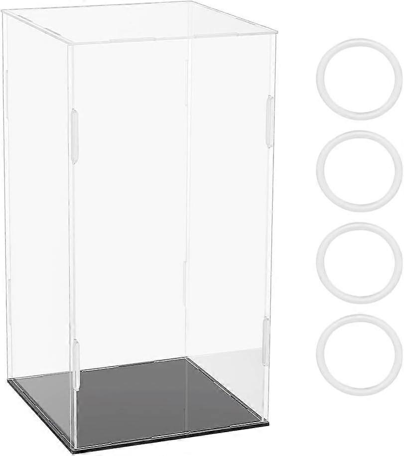 Rectangle Transparent Acrylic Minifigures Display Boxes with Black Base for Models Building Blocks Doll Display Holders Clear 16x16x30.5cm