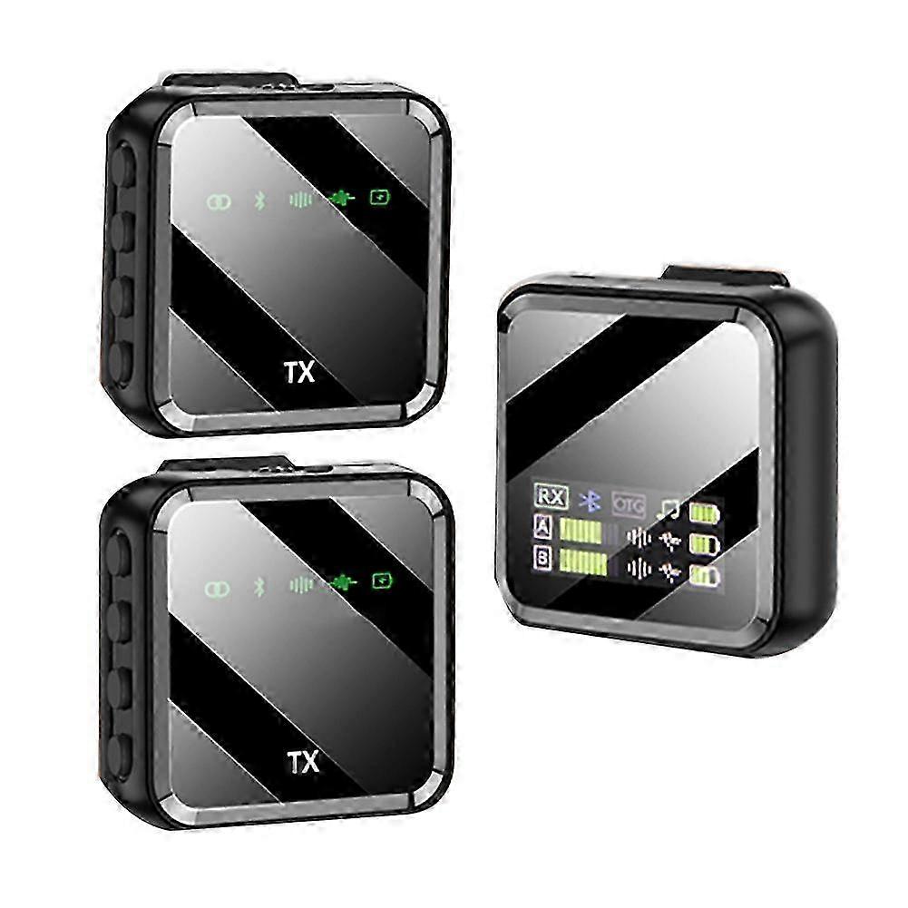 Wireless Lavalier Microphone Portable Anti -interference Noise Cancel Recording Digital Display Streaming Mic-a