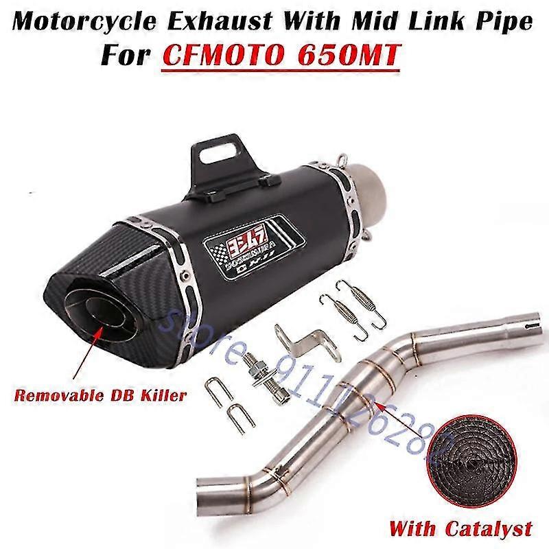 For CFMOTO 650MT CF MOTO 650 MT Motorcycle Exhaust Escape System Modified Muffler With Middle Link Pipe Catalyst DB Killer