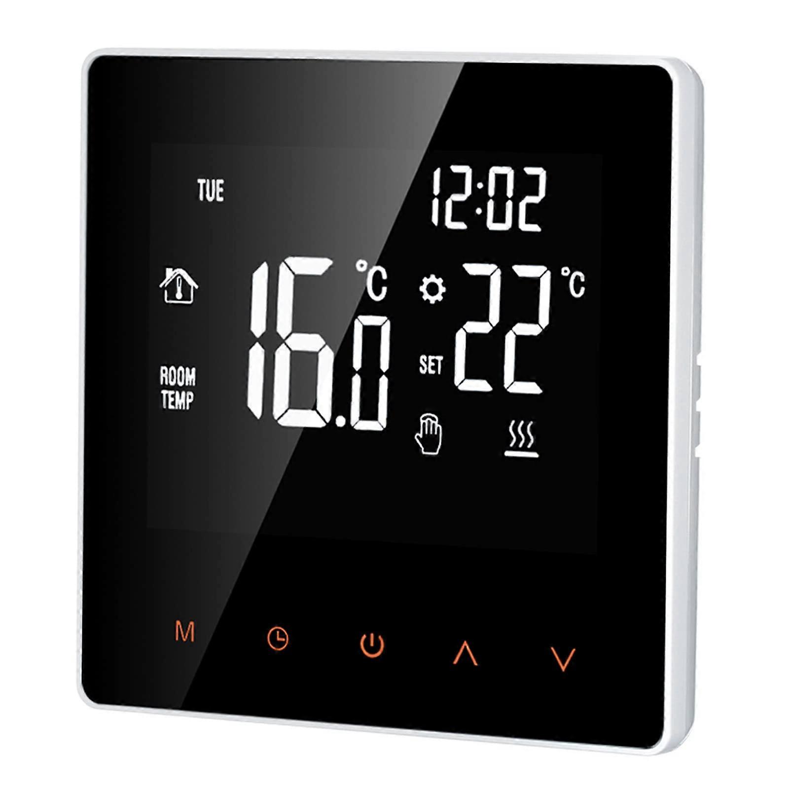 16A Digital Thermostat, LCD Display, Touchscreen, Programmable, for Home, School, Office, Hotel, White