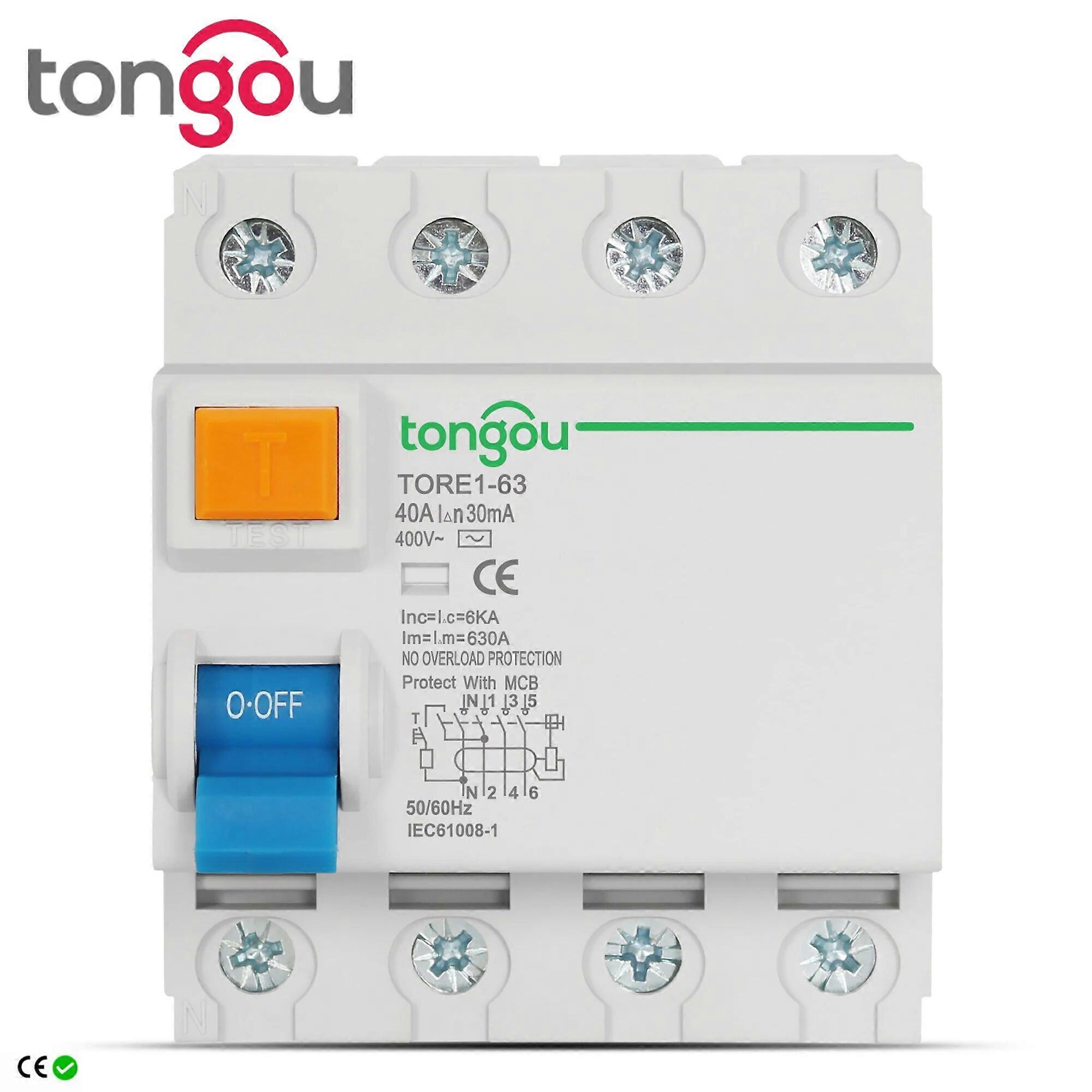 4P 16A 63A 10mA 30mA 100mA 6KA RCCB RCD 400V Electromecanic Curent rezidual Întrerupător diferențial Întrerupător de siguranță