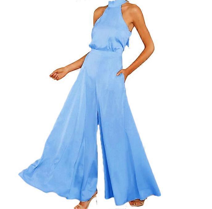 Women's Strapless High Waisted One-piece Wide Leg Pants
