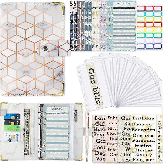 Budget Binder with Zipper Envelopes, A6 Pockets Planner Cash Envelopes