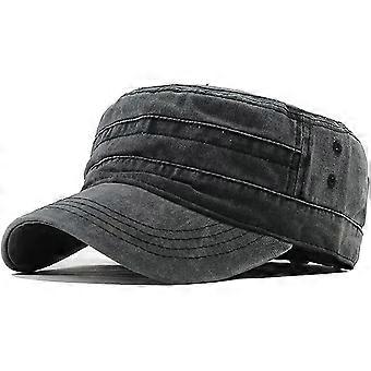 Military Cap Vintage Washed Denim Army Caps Cotton Flat Top Cap Outdoor Sports Gift