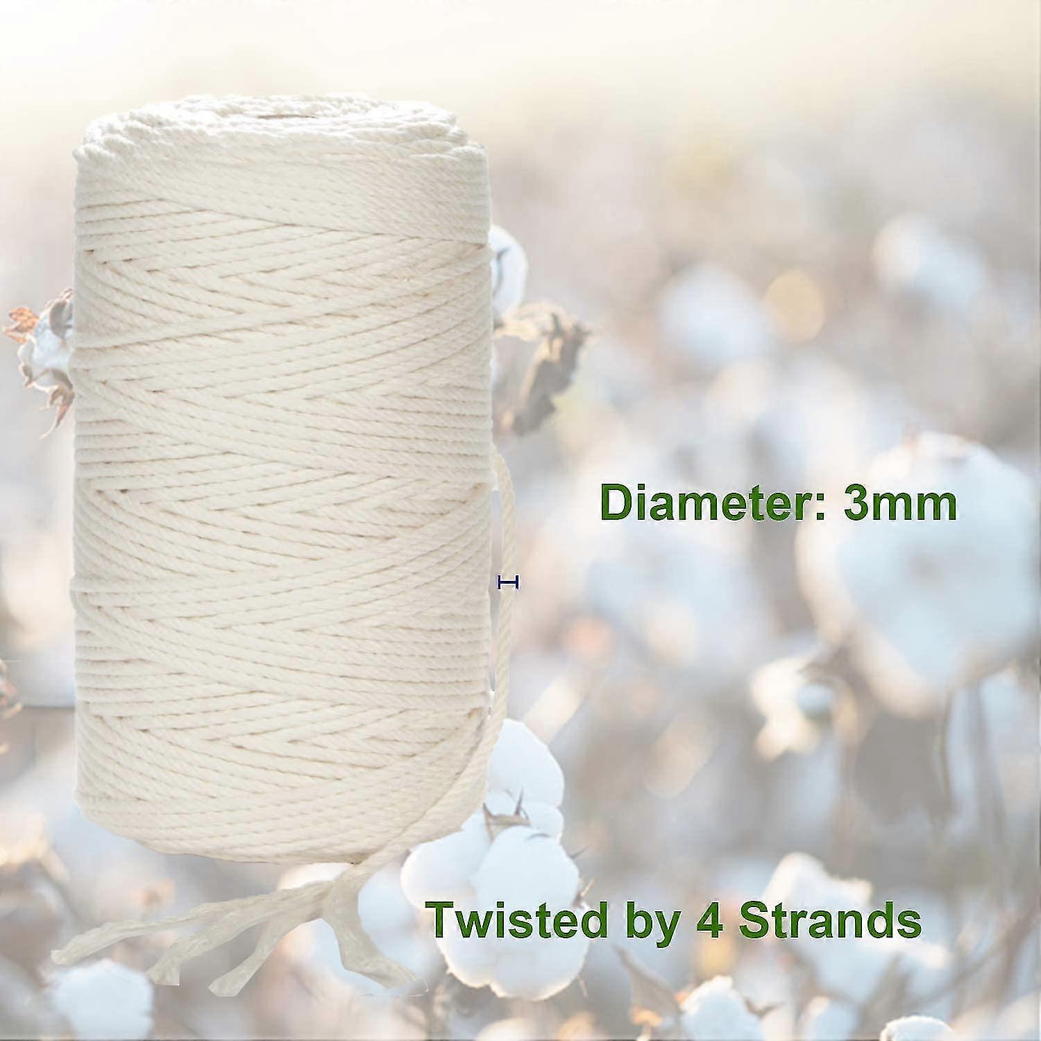Macrame Cord, 3mm X 220 Yd (about 200m) 100% Natural Cotton Soft ...