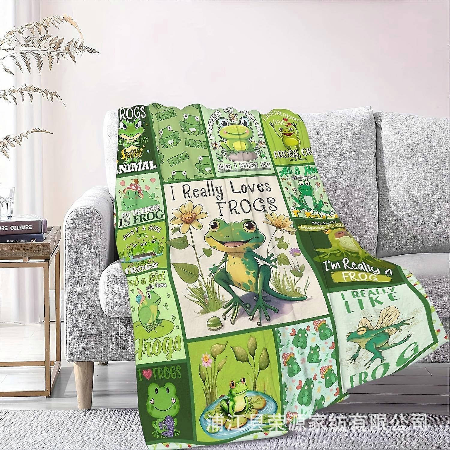 Cartoon Frog Blanket Napping Flannel Throw Blanket Single Sofa Blanket
