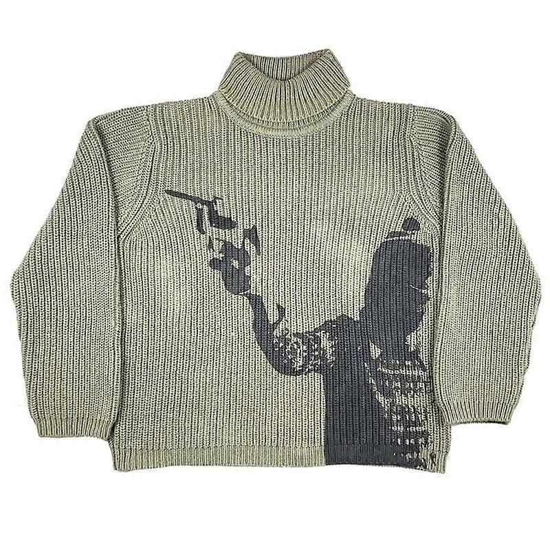 Herren Vintage Strickpullover Herbst/Winter Pullover Pullover Rollkragenpullover Unisex Y2K Harajuku Oversized Pullover Print Chic Ästhetik