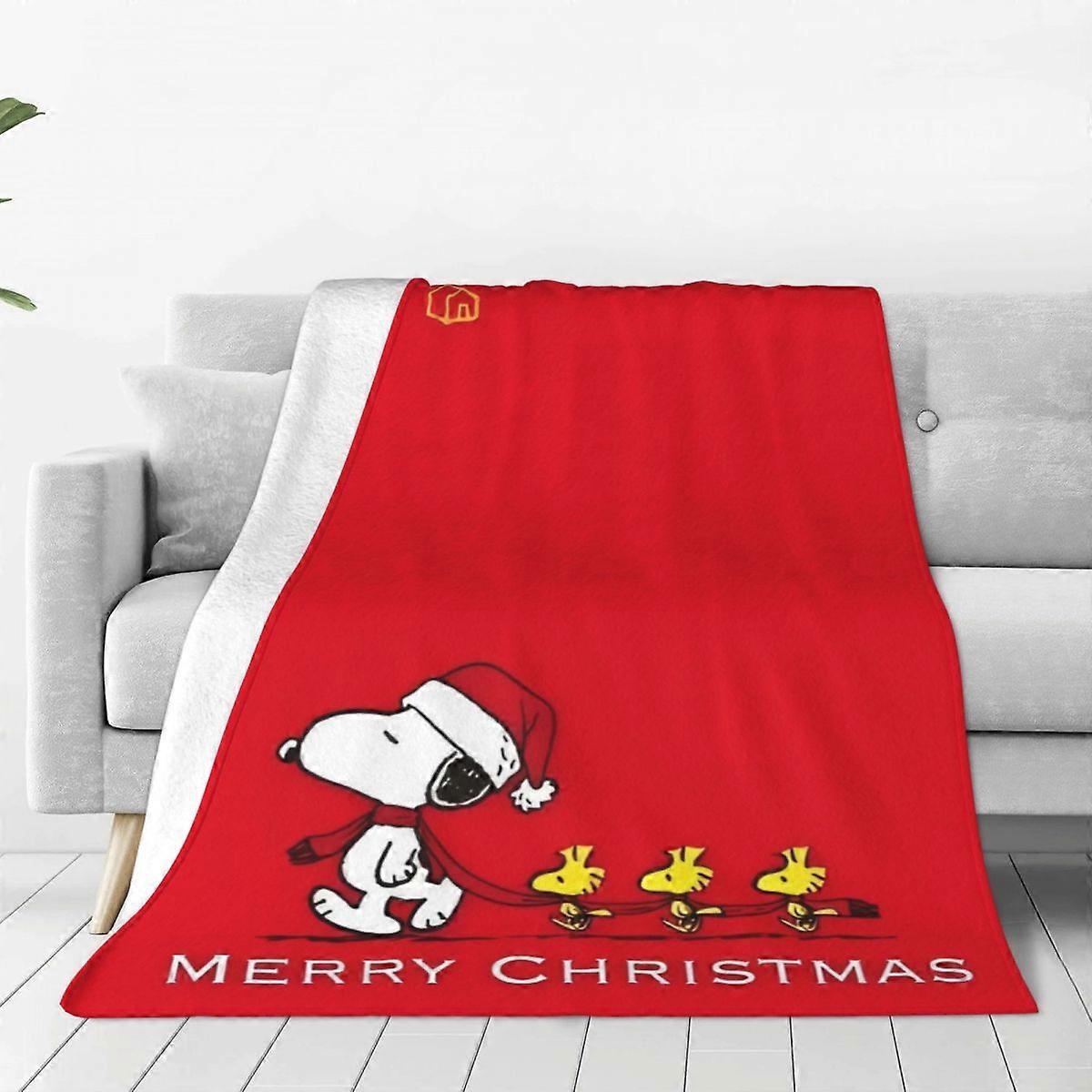 v851 Cobertores Snoopy Feliz Natal Cobertores Qualidade Quente Macio Lance Cobertor Inverno Camping Sofá Cama Engraçado Colcha Cobertores vv851