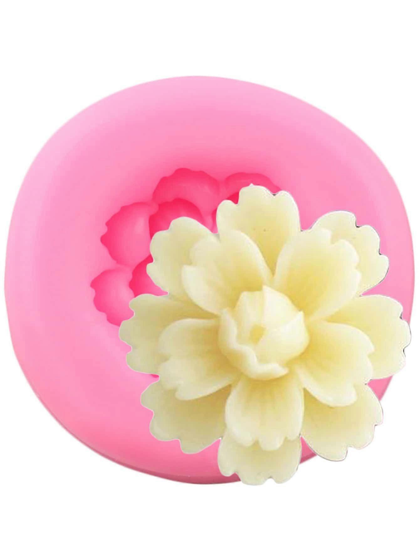 1pc Flower Shaped DIY Silicone Mold, Simple Pink Flower Design Silicone Mold For DIY