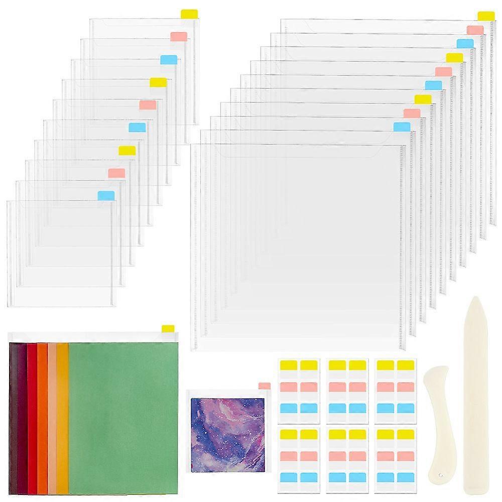 Plastic Stationery with Plastic Letter Opener Knife Tools and PET Waterproof Morandi Index Tabs Mixed Color