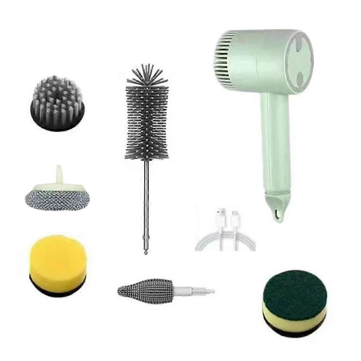 6-Brush Electric Rotating Cleaning Brush Multifunctional Handheld Cordless Electric Cleaning Brush