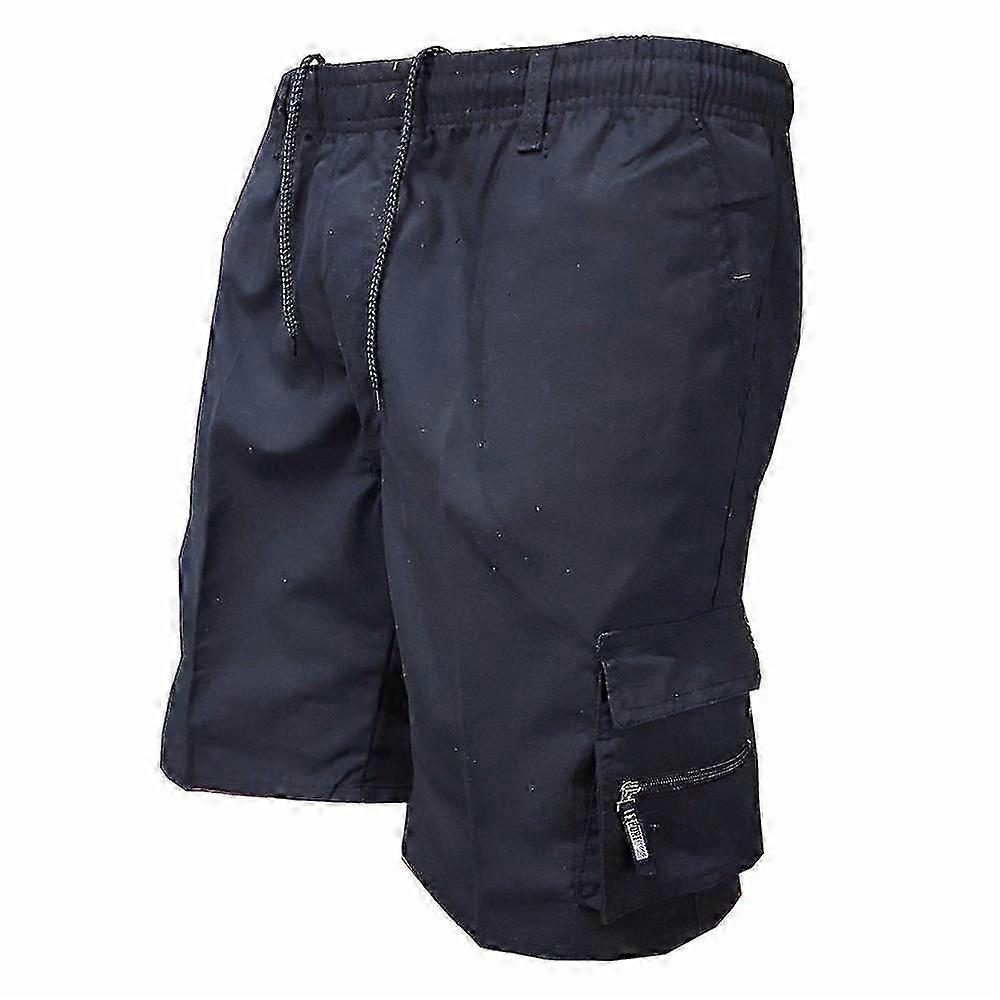 Men Plain Drawstring Cargo Shorts Summer Multi Pockets Elastic Waist Short Pants