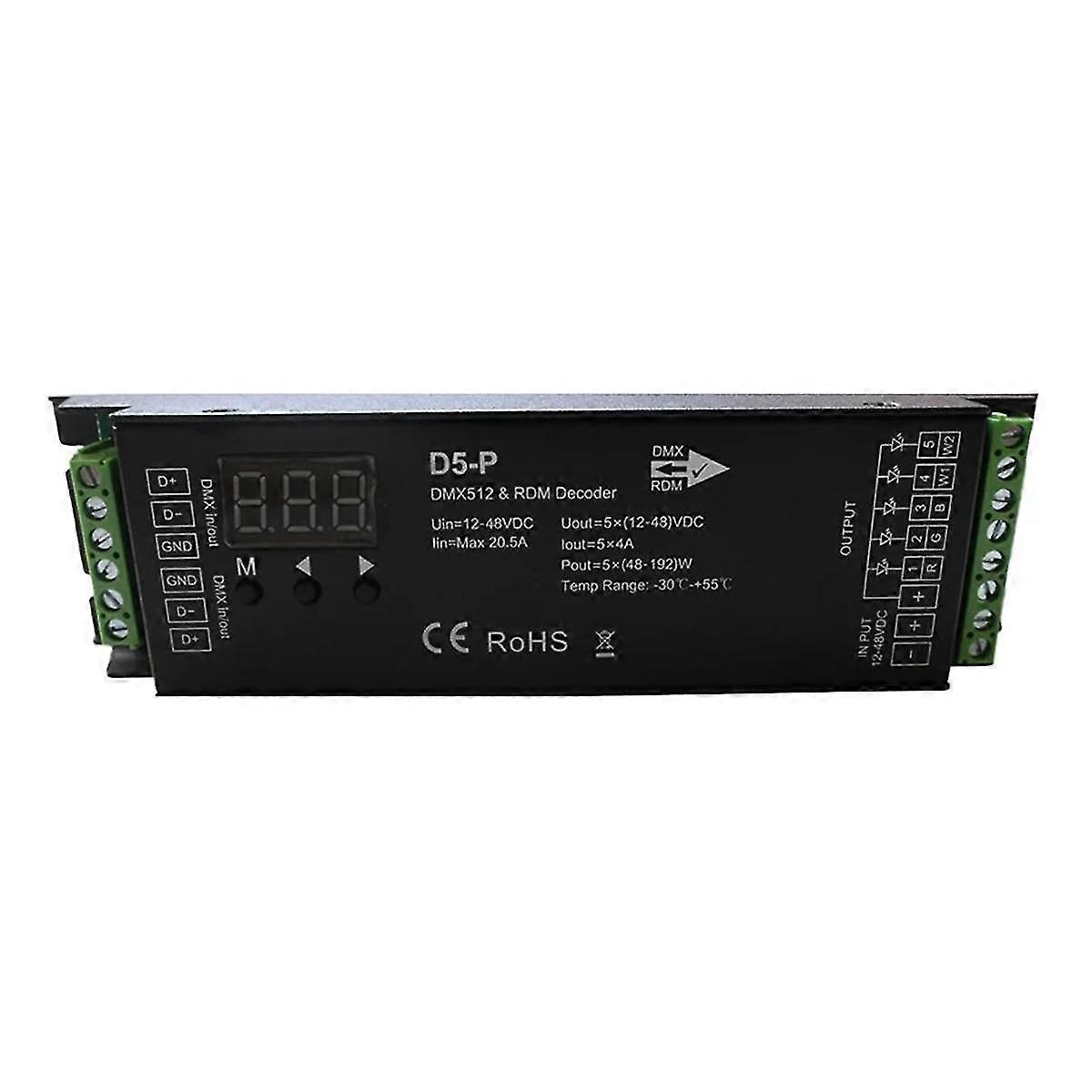 5 Channel Dmx Decoder With Rdm Digital Display Dmx512 Dimmer Driver Pwm Rgbcct Led Controller Led M