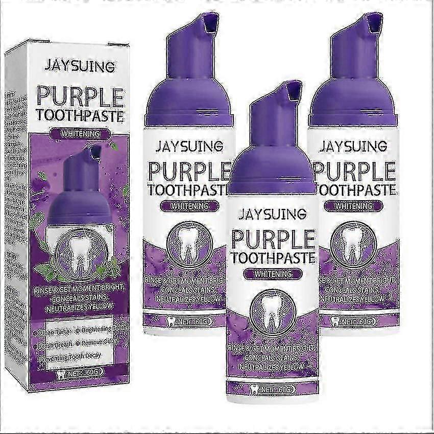 Jaysuing Purple Teeth Whitening Toothpaste Whitens Teeth, Cleans Tooth Stains And Dilutes Oral Odor ToothpasteToothpaste