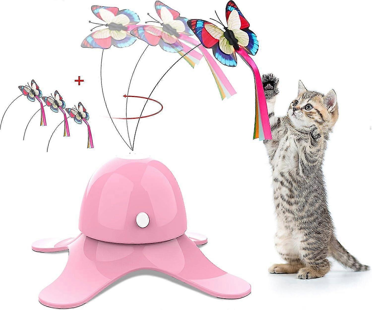 InteractiveToys For Indoor Cats, Funny ButterflyToy With Realistic Fluttering Sound (includes 3 Flashing Butterflies)