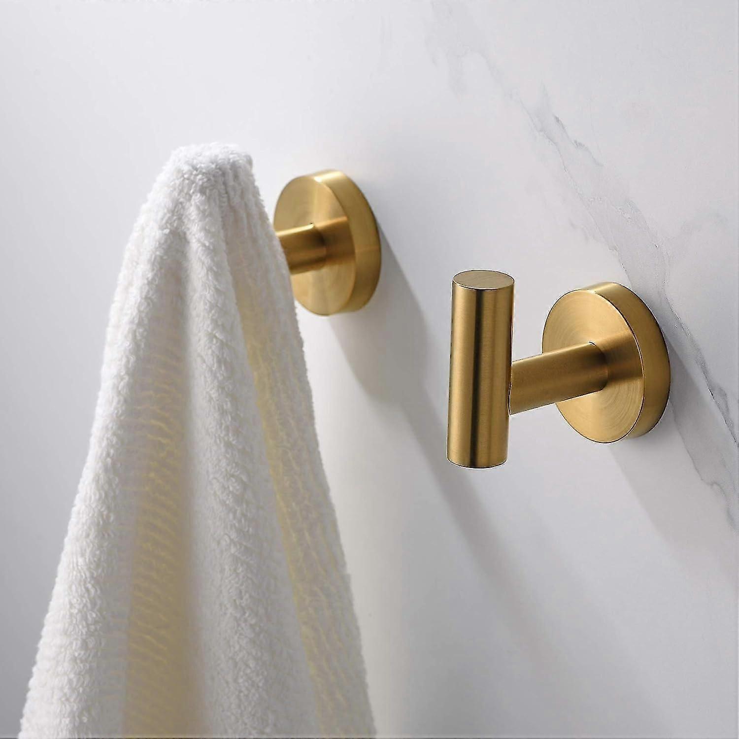 Badrum handduk krok, duschkrok vägg monterad Sus 304 rostfritt stål, modern handduk krok borstad guld, robe coat kläder krok runt för kök G