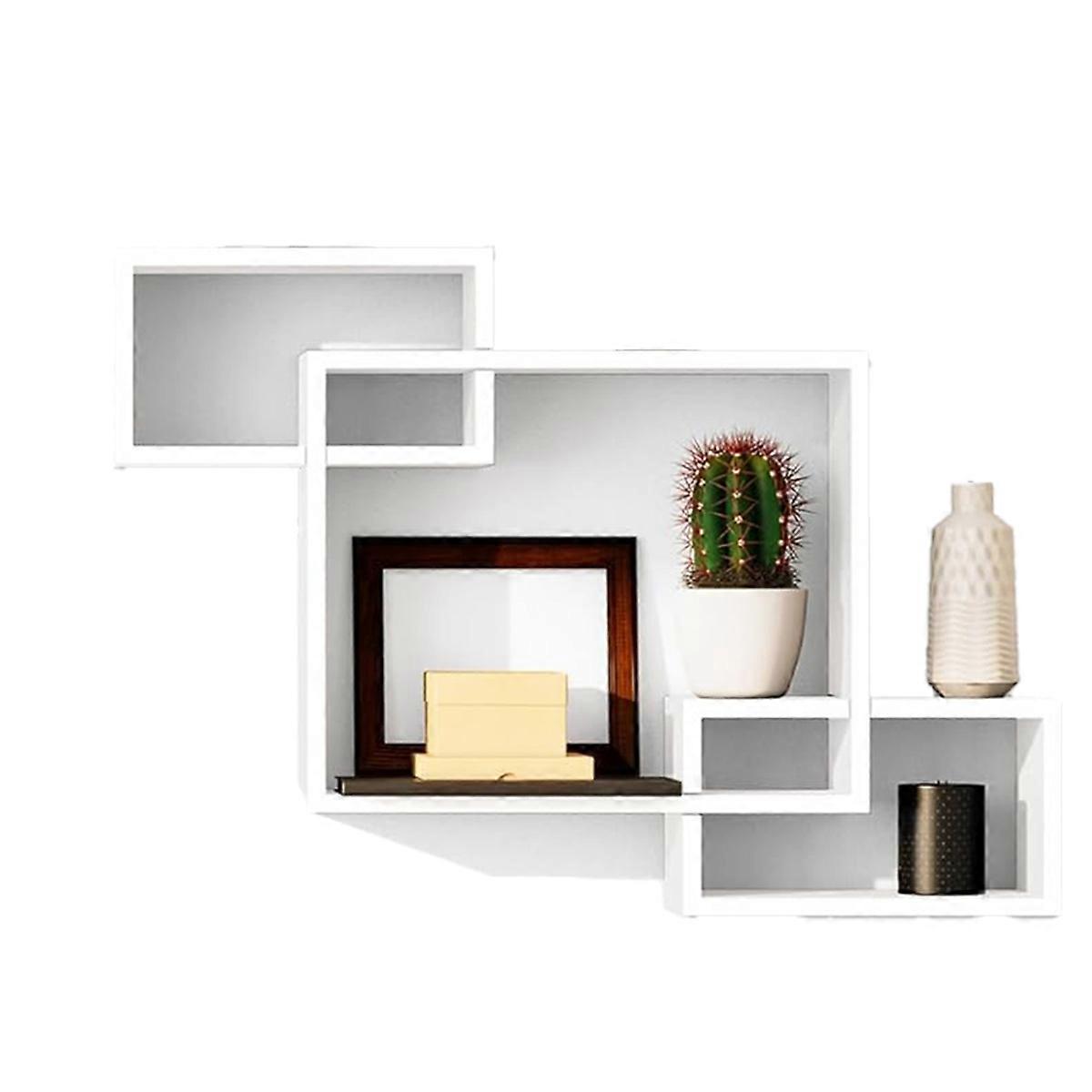 Cubic Floating Shelf Interlocking Decorative Wall Frame, Geometric Frame of Living Room, Bedroom and Bathroom, B
