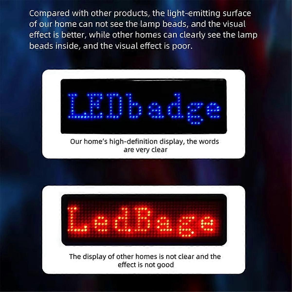 Multilingual LED Digital Badge USB Rechargeable DIY Programmable Text ...