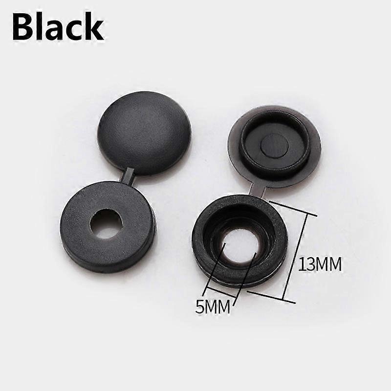 100Pcs Snap Buttons Covers Plastic Screw Caps Furniture Exterior Decor Colorful Hinged White