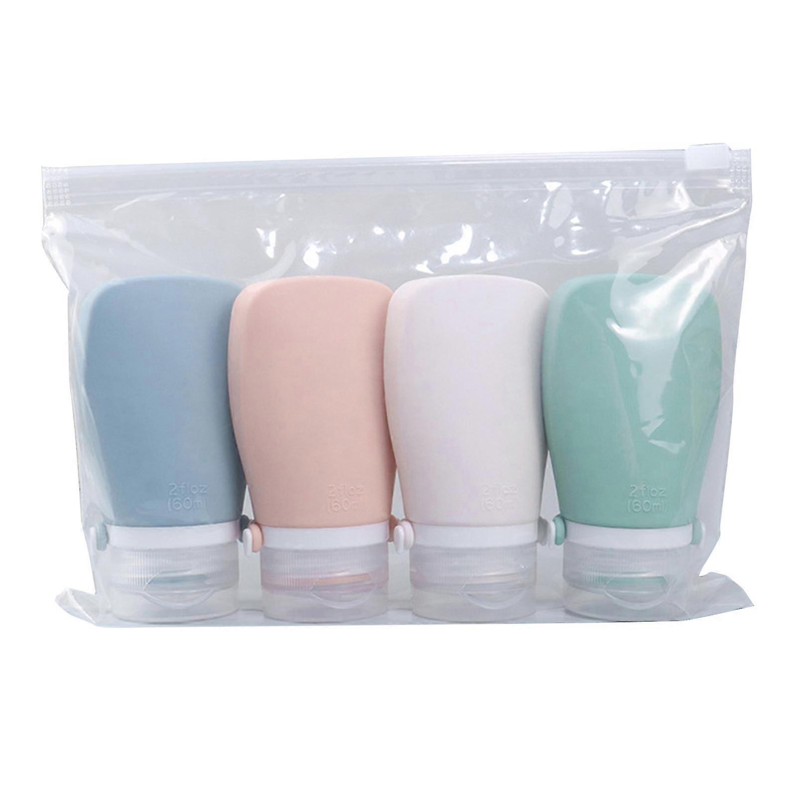 4Pcs/Set 60/90ML Silicone Refillable Bottle Portable Leak Proof BPA Free Reusable Lotion Shampoo Mouthwash Cosmetic Empty Travel Container Jikaix