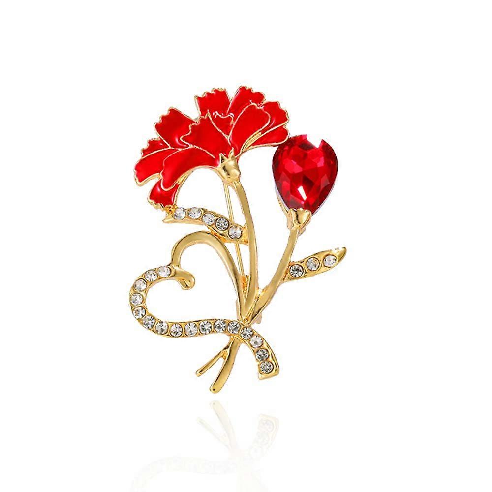 Enamel Flower Brooch Pin with Rhinestones for Weddings, Parties, and Formal Events - Elegant Accessory in Multi-Color