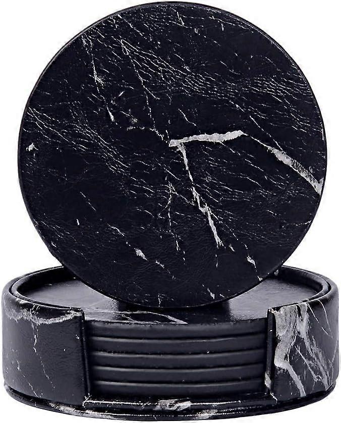 6 Pcs Premium PU Leather Coasters for Home Kitchen