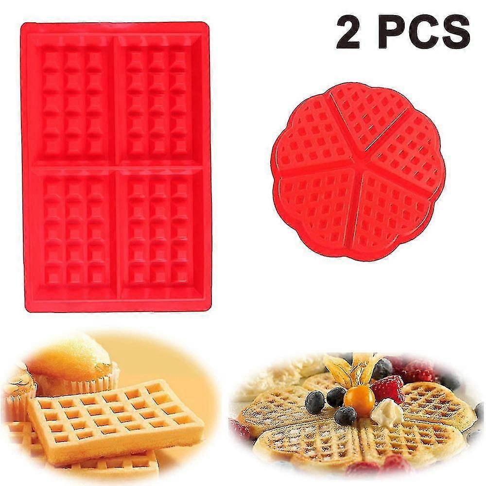 2PCS Silicone square heart-shaped waffles cake mold Ice block bread mold