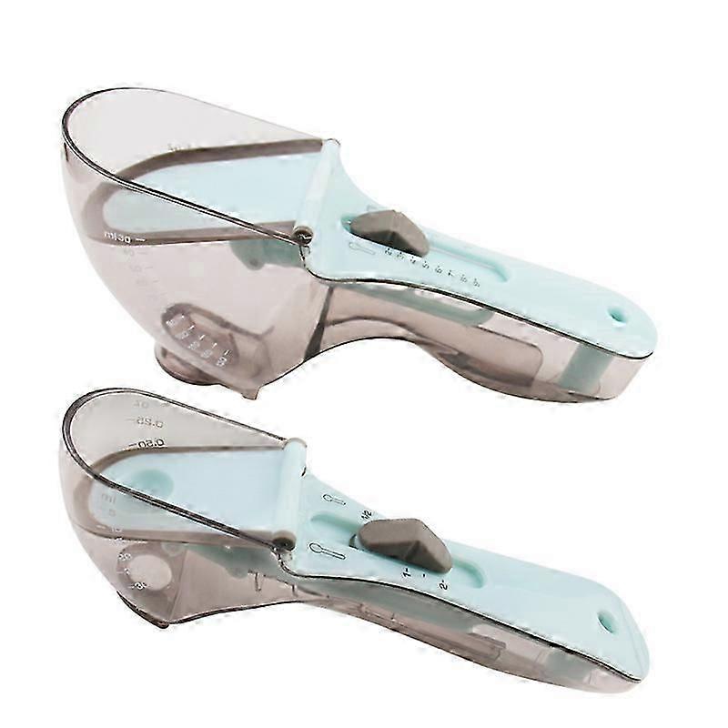 2pcs Adjustable Plastic Measuring Spoon and Cup Set with Scale - Accurate and Convenient Kitchen Tools