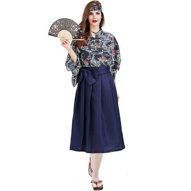 Digital Print Modified Yukata Habu Top Long Skirt Separate Set Costume