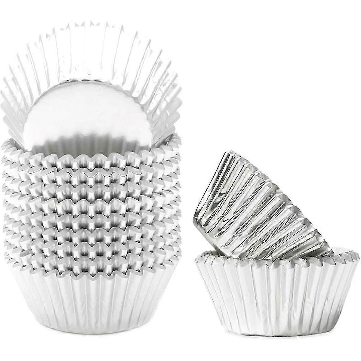 Μίνι 500pcs ασημένια επένδυση cupcake φύλλων αλουμινίου για το ψήσιμο φλιτζάνια ψησίματος παχύ ανθεκτικό, αντίσταση πετρελαίου, Muffi