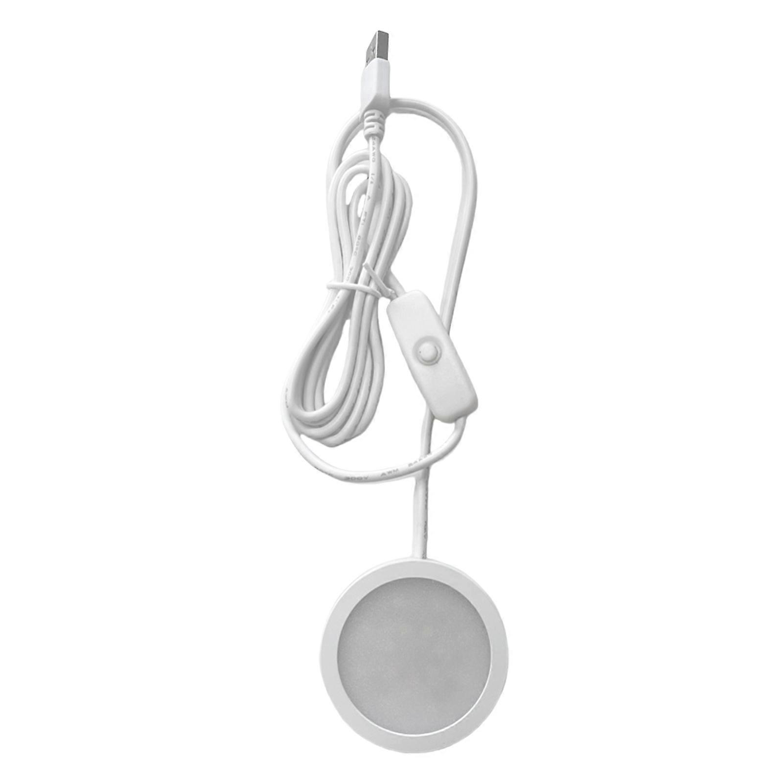 5V3W USB LED Işık Ile 59mm Yuvarlak Taban Masa Lambası Enerji Verimli Spot Işığı Altında Kabine Puck Açık beyaz kabuk