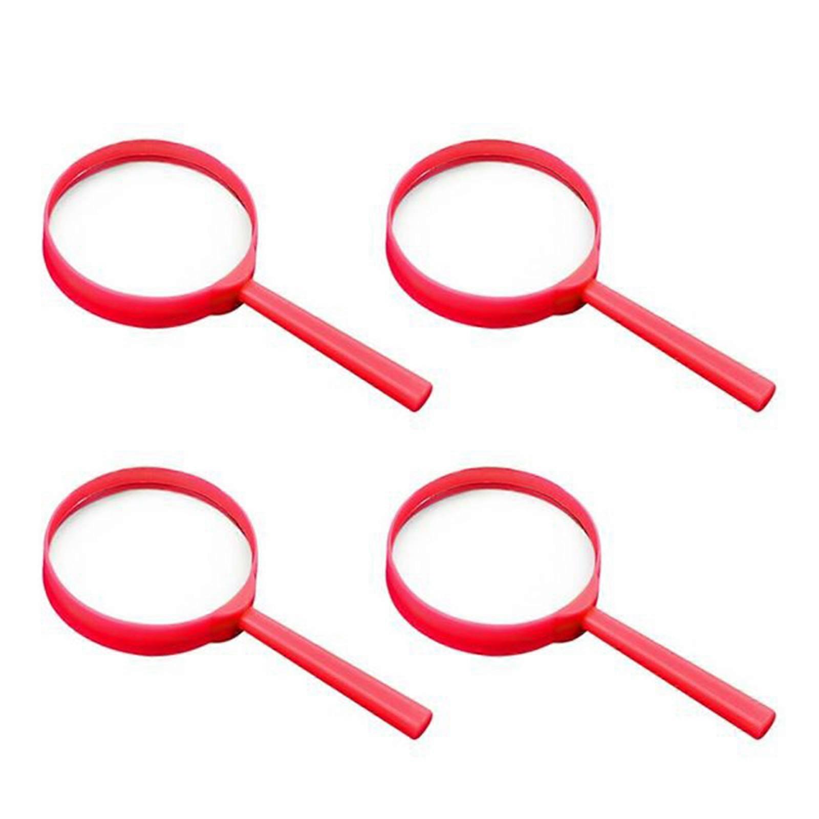 Portable 3X Handheld Magnifying Glass Shatterproof Reading Magnifier for Children Kids, 60mm Magnifying Lens red