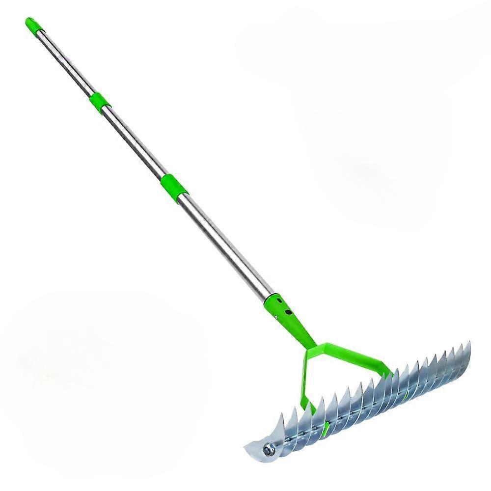 1pc Heavy Duty Metal Thatch Rake - Hand Hoe for Efficient Lawn Cleaning, Stainless Steel Handle, Soil Loosening Garden Tool