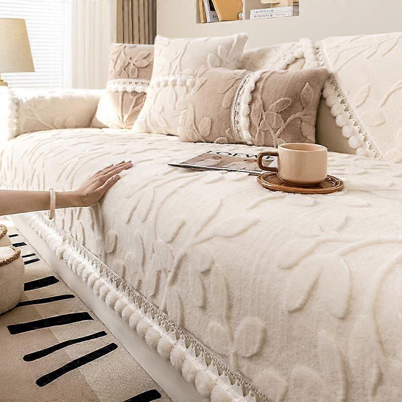 Leaf Jacquard Sofa Towel Mat Thicken Plush L Shape Corner Non-slip Sofa Cover Simplicity Sofa Cushion Chaise Longue Couch Cover