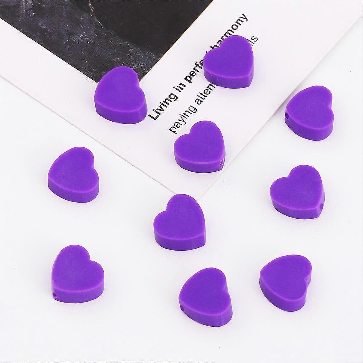 30pcs Polymer Clay Solid Color Heart Shape Beads for Jewelry Making