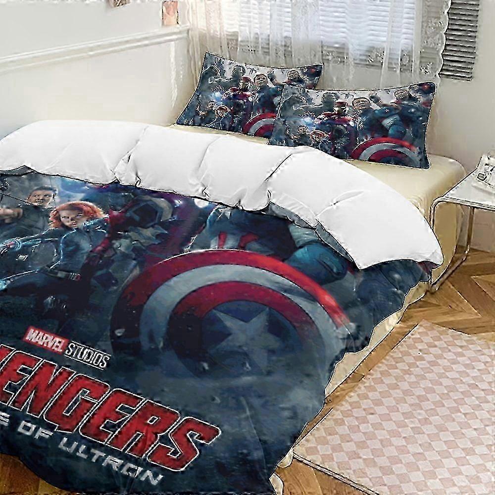 v1726 Bed Sheets Avengers Bedding Comforter Se, 3-Piece Bedding Set Soft Wa Bed Set with  (1 Duvet Cover and 2 Pillowcases) Bed Sheets  ccv1726