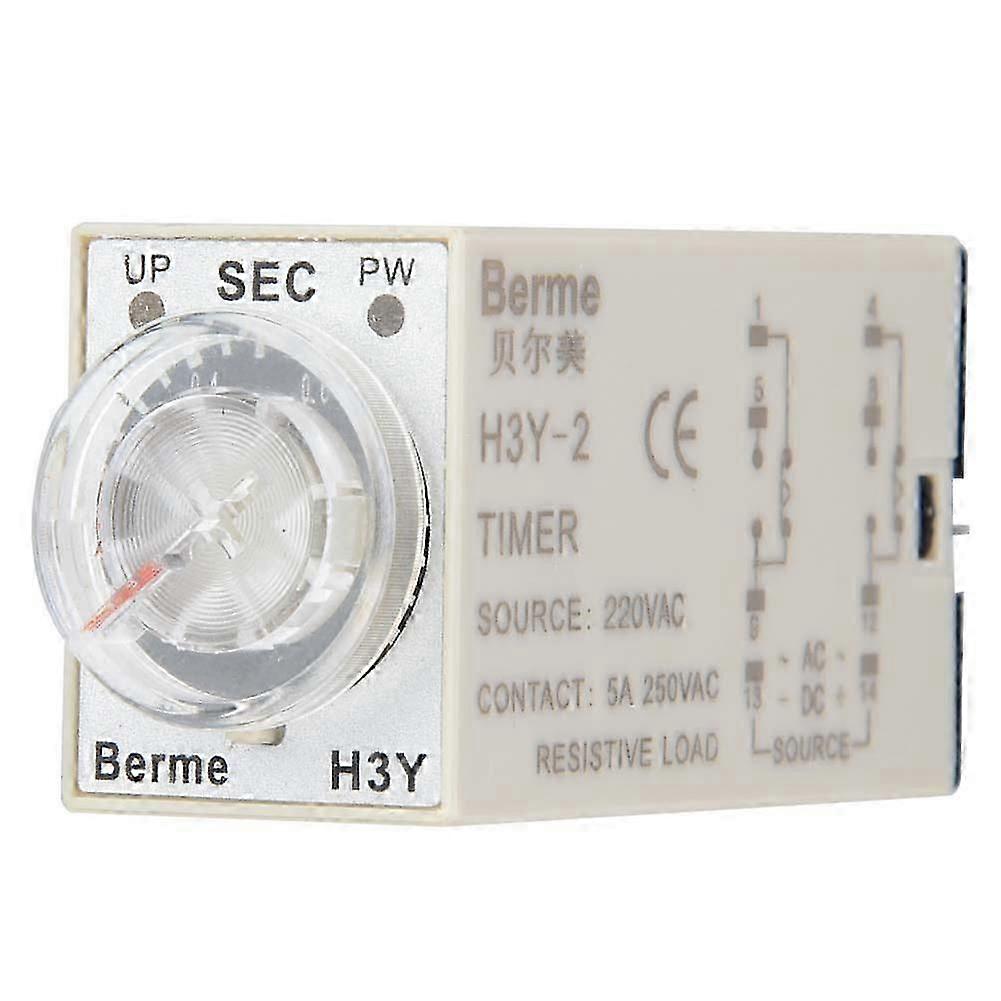 H3Y-2 Power On Time Relay Pointer Control Delay Timer 8-Pin 5A AC220V (1S)