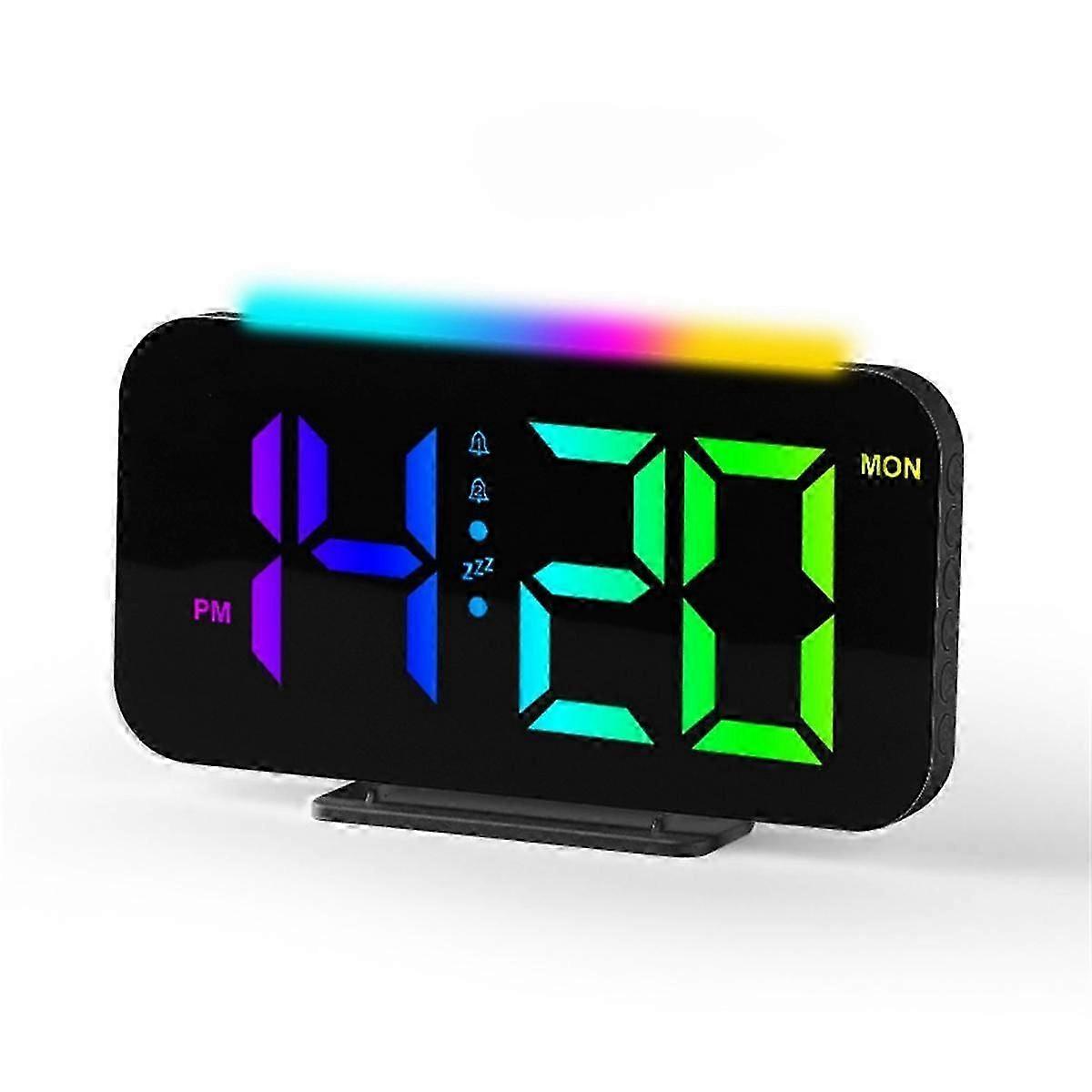 Orologio Digitale A LED Sveglia Con Display RGB Con Illuminazione Ambientale Lampada Notturna Elettronica A LED Tempo Disp
