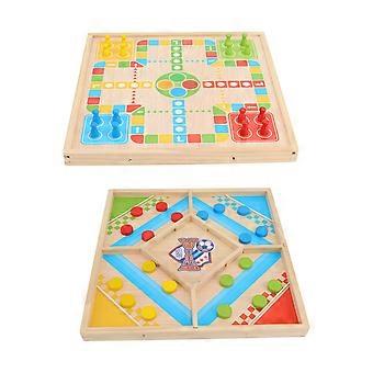 2 in 1 Flying Chess Wooden Board Educational Interactive Chess Table Board Toy for Family